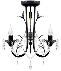 Čierny kovový luster s krištálikmi v štýle Art Noveau