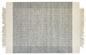 Koberec sivá a krémová biela 160 x 230 cm obdĺžnikový ručne tkaný so strapcami moderný dizajn