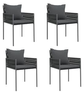 Záhradné stoličky s vankúšmi 4 ks čierne 54x61x83 cm polyratan