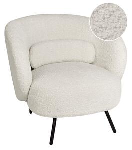 Kreslo biele buklé čalúnenie čierne kovové nohy zaoblené operadlo retro glamour art deco štýl obývačka