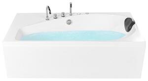 Vírivá vaňa biela akrylát 175 x 80 cm obdĺžnikový tvar pre 1 osobu s LED osvetlením hydromasážne trysky pravostranná moderný štýl kúpeľňa