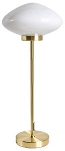 Stolná lampa zlatá železná kovový podstavec biele sklenené tienidlo moderný štýl obývacia izba spálňa