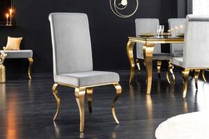 Dizajnová stolička Rococo sivá / zlatá