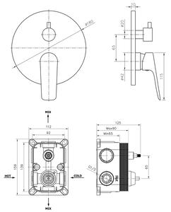 Bruckner, SCHMITZ podomietkový sprchový set s pákovou batériou, 2 výstupy, chróm, 863.142.1