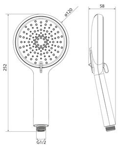 Sapho, Ručná masážná sprcha, 4 režimy, priemer 120mm, ABS/čierna mat, 1204-51B