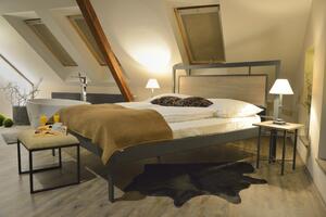 IRON-ART ALMERIA dub - kovová posteľ s dreveným čelom 180 x 200 cm