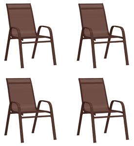 Stohovateľné záhradné stoličky 4 ks hnedé textilénová látka