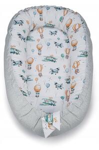 Obojstranné hniezdočko (kokon) pre bábätko - BABY set 6v1 - Balóny s béžovou minky