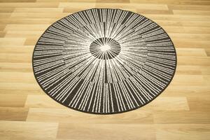 Šnúrkový obojstranný koberec Brussels 205634/10110 antrcitový / krémový kruh