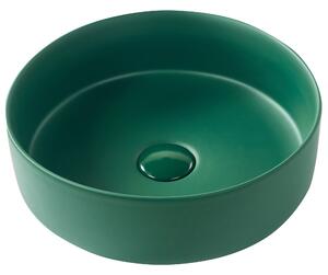 Kúpeľňové umývadlo na dosku zelené keramické okrúhle ⌀ 37 cm moderná kúpeľňa