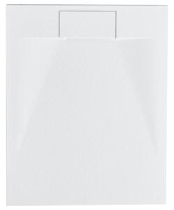 Sprchová vanička s odtokom biela SMC 80 x 100 x 3 cm obdĺžnikový tvar efekt prírodného kameňa minimalistický štýl kúpeľňa