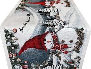 Vianočný gobelínový behúň na stôl Snehuliak 40x130 cm Chenille IT07