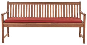 Záhradná lavička svetlé akáciové drevo 180 x 67 x 88 cm červený podsedák lamelový dizajn záhrada terasa rustikálny štýl