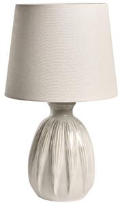 Stolná lampa svetlobéžová keramický podstavec ľanové tienidlo škandinávsky moderný štýl obývacia izba spálňa