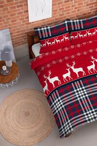 Moderné vianočné posteľné obliečky červené so sobom Červená