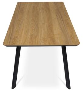 Jedálenský stôl, 180x90cm, MDF doska, dyha odtieň dub, kovové nohy, čierny lak (a-533 dub)