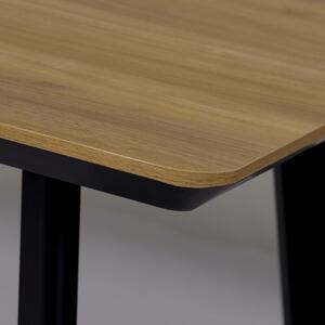 Jedálenský stôl, 160x90cm, MDF doska, dyha odtieň dub, kovové nohy, čierny lak (a-532 dub)