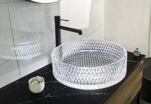 Sapho, MARAGUA gravírované sklenené umývadlo na dosku Ø 39,5 cm, číre sklo, TY214CL