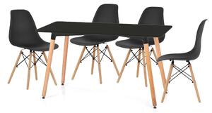 Čierny jedálenský set 1+4, stôl BERGEN 120 + stolička YORK OSAKA