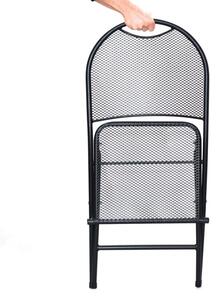 Záhradná kovová skladacia stolička - čierna