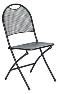 Záhradná kovová skladacia stolička - čierna