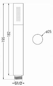 Ručná mosadzná sprchová hlavica MEXEN R-70 - 1 funkcia - 182x25 mm - čierna, 79570-70