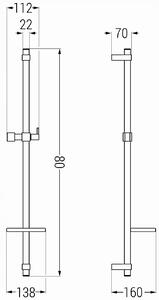 Sprchová kovová tyč s držiakom na ručnú sprchu a mydlo MEXEN DQ - 80 cm - biela