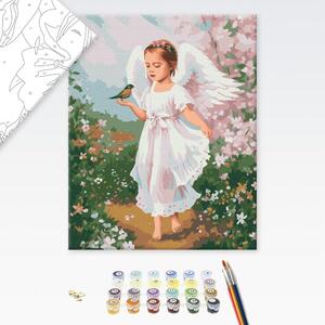 Maľovanie podľa čísiel anjel s vtáčikom