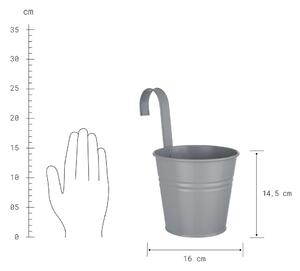 ZINC Kvetináč na zavesenie16 cm - šedá