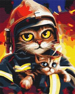 Maľovanie podľa čísiel hrdinská mačka s mačiatkom