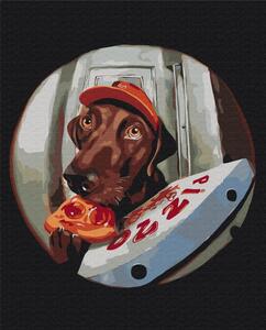 Maľovanie podľa čísiel pes s pizzou