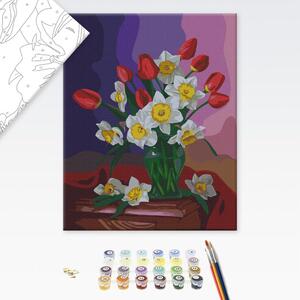 Maľovanie podľa čísiel kvety tulipánov a narcisov