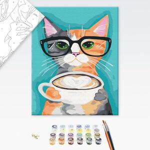 Maľovanie podľa čísiel mačka na káve