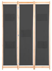 3-panelový paraván sivý 120x170x4 cm látkový