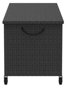 Polyratanový úložný box čierny 122 x 56 x 61cm s rukoväťami a kolieskami