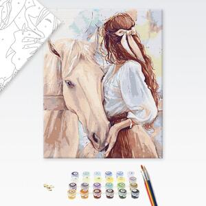 Maľovanie podľa čísiel vznešená dáma s koňom