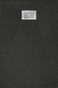 Mexen Hugo, obdĺžniková sprchová vanička SMC 90 x 70 cm, čierna, oceľová krytka, 42707090-X