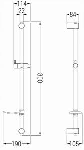 Sprchová kovová tyč s držiakom na ručnú sprchu a mydlo MEXEN DF - 80 cm - čierna matná