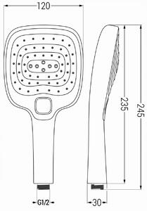 Ručná sprchová hlavica MEXEN R-17 - 3 funkcie - 235x120 mm - čierna