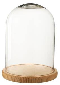 Prírodný drevený podnos so skleneným poklopom Bell Jar L - Ø 23*29 cm - J-Line by Jolipa