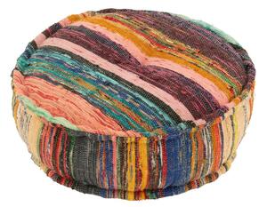 Zlatý guľatý prepletaný puf Crocheted - Ø 48 * 35 cm - J-Line by Jolipa