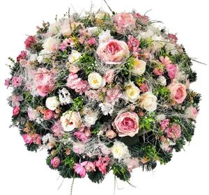 Luxusný umelý veniec Exclusive pivonky peonie, ruže, hortenzie a doplnky 70cm