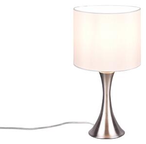 Stolná lampa Sabia, Ø 20 cm, biela/niklová
