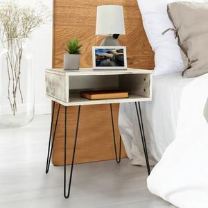Industriálny nočný stolík, biela vintage-čierna (k275067)