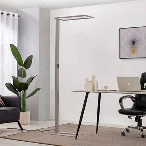 Kancelárska stojacia lampa Prios Taronis LED, stmievač, strieborná