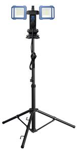 SOLIGHT Duálny teleskopický 62-152cm LED reflektor so zásuvkou 2x30W 5400lm 4000K IP54