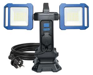 SOLIGHT Duálny prenosný LED reflektor so zásuvkou 2x30W 5400lm 4000K IP54