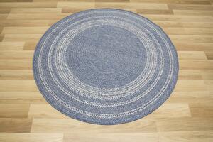 Šnúrkový obojstranný koberec Brussels 205670/10310 modrý / krémový kruh