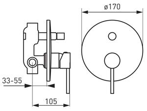 F-Design Flusso, podomietková vaňová-sprchová batéria s prepínačom 2-výstupová, chróm lesklý, FD1-FLS-7P-11