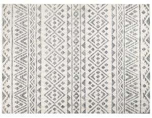 Koberec krémová biela a sivá polyester 300 x 400 cm geometrický vzor moderný minimalistický dizajn obývacia izba